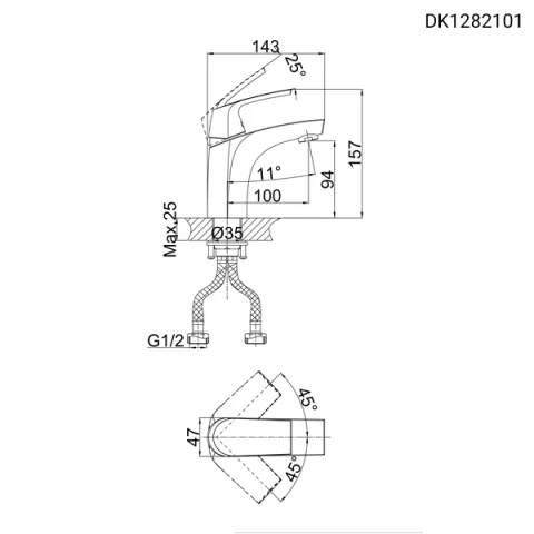 Ảnh Vòi chậu nóng lạnh D&K DK1282101 2