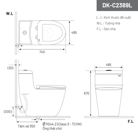 Ảnh Bồn cầu 1 khối D&K DK-C2389L 2